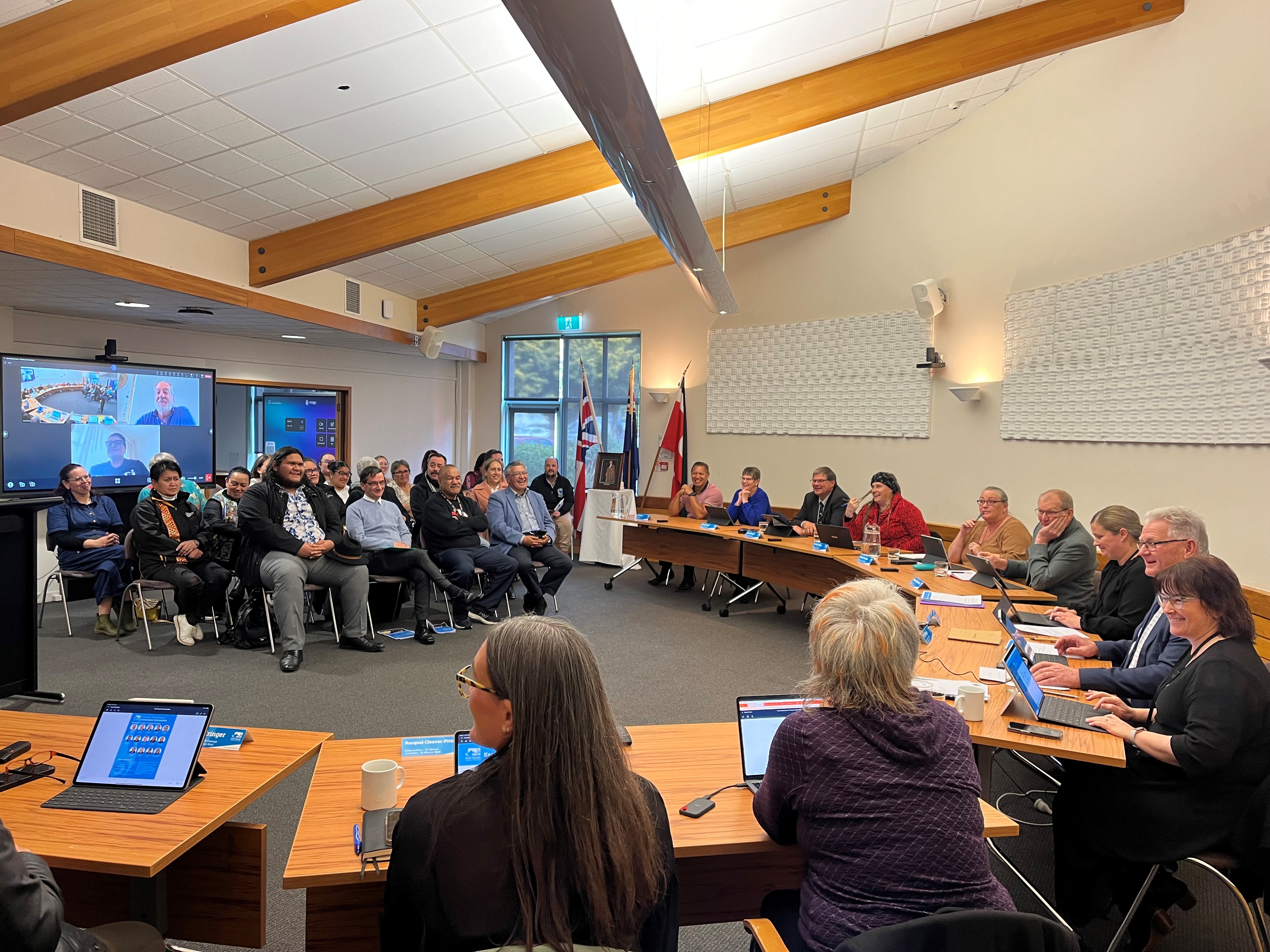 Council members and public in the Council Chamber at the Extraordinary Council Meeting. 